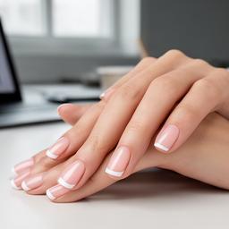 French manicure corta e ordinata pensata per una professionista in ufficio